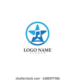  Star Note Music Icon Logo Design Template