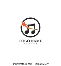  Plantilla de diseño de logotipos de iconos de música de Star Note