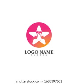  Star Note Music Icon Logo Design Template