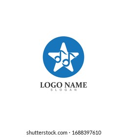  Star Note Music Icon Logo Design Template
