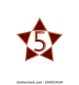 Star with number 5 logo design vector