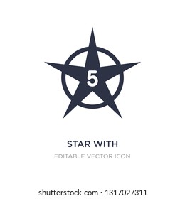 star with number five icon on white background. Simple element illustration from Shapes concept. star with number five icon symbol design.