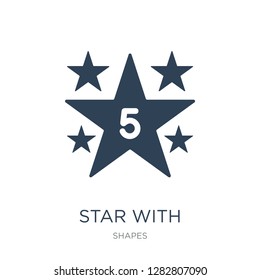 star with number five icon vector on white background, star with number five trendy filled icons from Shapes collection, star with number five vector illustration