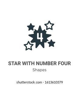 Star with number four glyph icon vector on white background. Flat vector star with number four icon symbol sign from modern shapes collection for mobile concept and web apps design.