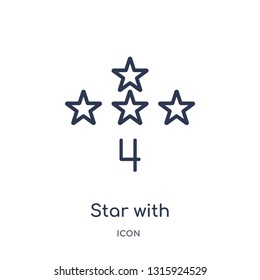 star with number four icon from shapes outline collection. Thin line star with number four icon isolated on white background.