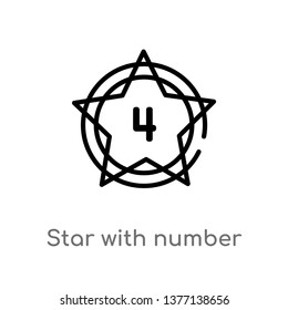 star with number four vector line icon. Simple element illustration. star with number four outline icon from shapes concept. Can be used for web and mobile