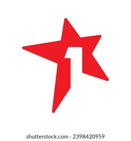 el concepto estrella y número uno. primer logo de estrella. estrella y número uno para el mundo del éxito, la educación, la competencia