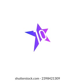 star and number ten concept. gradient 10 number and star. perspective star and number ten