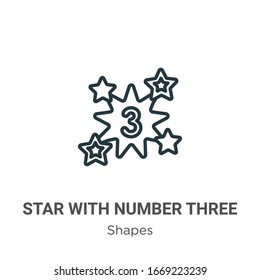 Star with number three outline vector icon. Thin line black star with number three icon, flat vector simple element illustration from editable shapes concept isolated stroke on white background