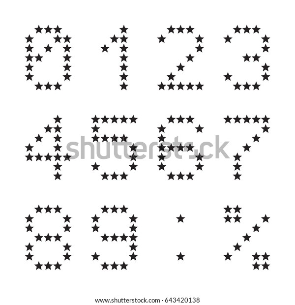 Star Numbers Black Isolated On White Stock Vector (Royalty Free