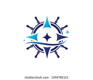 star, ocean wave and ship wheel