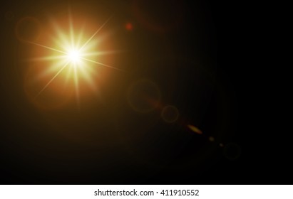 Estrella sobre fondo negro con llamarada