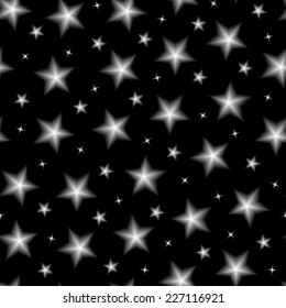 Star on black background seamless pattern. Starry night sky. 