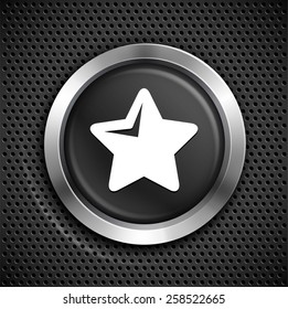 Star on Black Round Button