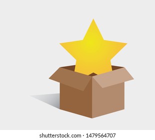 Star on box vector graphic design.