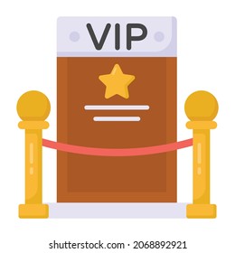 Star on card denoting flat icon of vip pass 