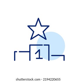 Star on championship podium. Pixel perfect, editable stroke line art icon