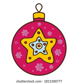 star on christmas ball vector hand drawing icon