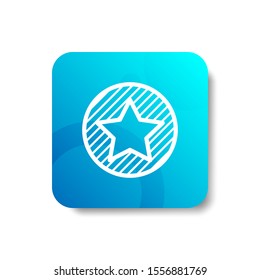 star on a circle round icon in outline / line and stripes style with colorful smooth gradient background, suitable for mobile and web UI, app button,  infographic, etc