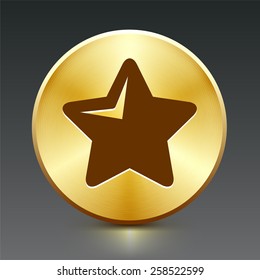 Star on Gold Round Button