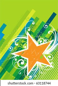 Estrella sobre un fondo rayado verde