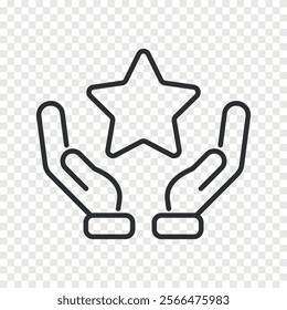 Star on hand. Award sign. Service quality