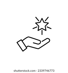 icono estrella en mano en formato vector, simbolizando valores y principios básicos