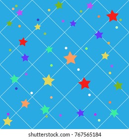 Star on line seamless pattern. Fashion graphic design. Modern stylish abstract texture. Colorful template for prints, textiles, wrapping, wallpaper, card, banner, business, etc. Vector illustration
