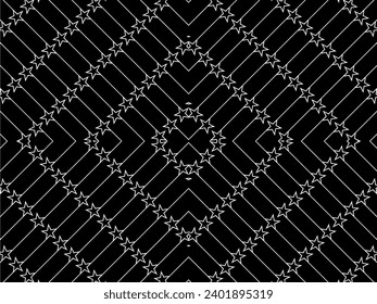 Star on the Lines Motifs Pattern. can use for Modern Decoration, Ornate, Wallpaper, Cover, Wrapping, Carpet Pattern, Tile, Fashion, Textile, or Graphic Design Element. Vector Illustration