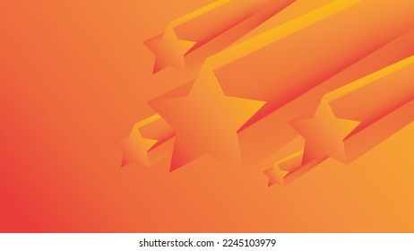 Estrella sobre el fondo naranja con formas fluidas concepto moderno. Afiche mínimo. fondo para banner, web, portada, cartel, folleto, medios sociales, página de inicio.