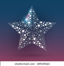 Star on purple background. EPS10, CMYK.