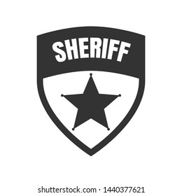 Star On A Shield Black Color Sheriff Badge Icon