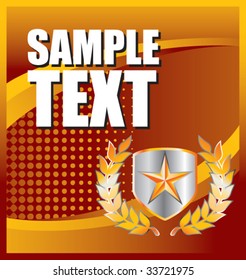 star on shield with leaves on interesting halftone background