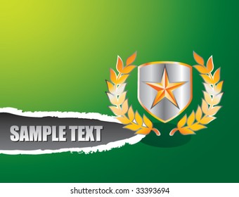star on shield with leaves on ripped banner
