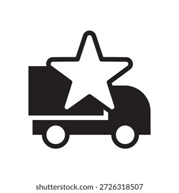 Stern auf soliden LKW symbolisiert beste oder Lieblings-Lieferbewertung.