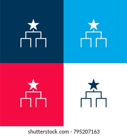 Star On Top Of Podium Of Sportive Competition Four Color Material And Minimal Icon Logo Set In Red And Blue