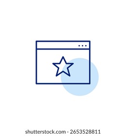 Star on web page. Browser favorite top rated web site. Trusted and secure connection. Pixel perfect, editable stroke vector icon