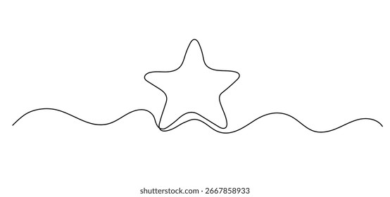 Star one continuous drawing, line vector illustration.