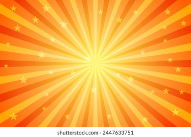 Star With Orange Sunburst Pattern Background. Rays. Radial. Summer Banner. Vector Illustration. Wallpaper. Digital