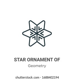 Star ornament of small triangles outline vector icon. Thin line black star ornament of small triangles icon, flat vector simple element illustration from editable geometry concept isolated stroke on 