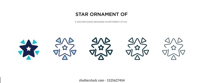 star ornament of triangles icon in different style vector illustration. two colored and black star ornament of triangles vector icons designed in filled, outline, line and stroke style can be used