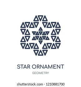 Star ornament of triangles icon. Star ornament of triangles linear symbol design from Geometry collection. Simple outline element vector illustration on white background.