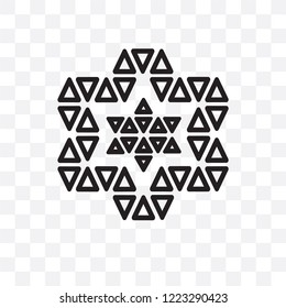 Star ornament of triangles vector linear icon isolated on transparent background, Star ornament of triangles transparency concept can be used for web and mobile