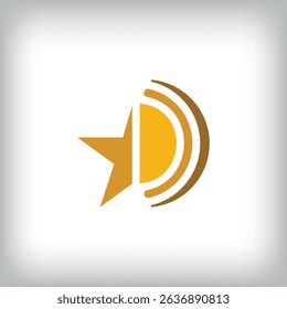 Star other side opening angle sound wave logo. Unique design identity. Geometric flat logo template.