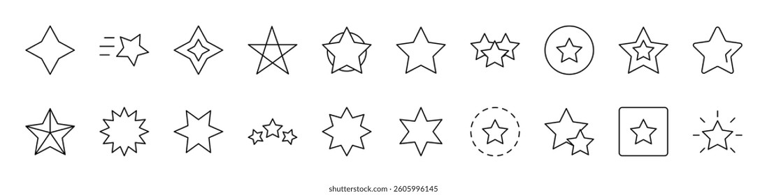 Star Outline Icon Collection. Editable Stroke. Perfect for Infographics, Articles, Books, Flyers, Banners