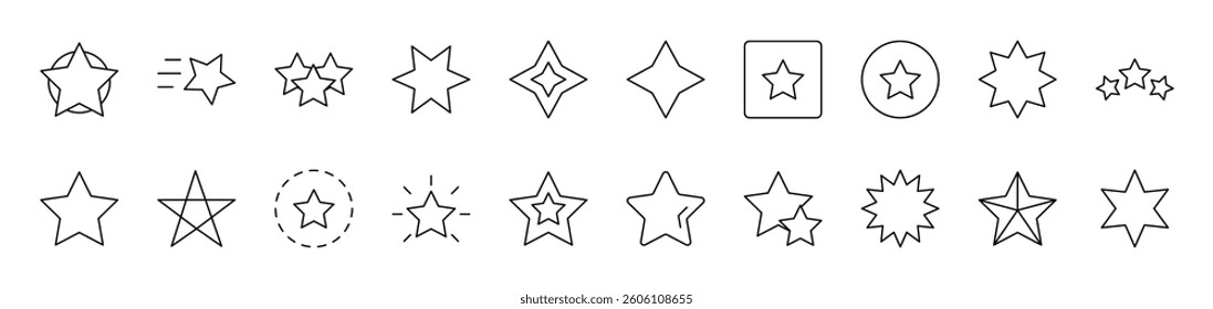 Star Outline Icon Collection. Editable Stroke. Perfect for Infographics, Articles, Books, Flyers, Banners
