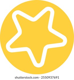 star outline icon isolated on yellow circle background