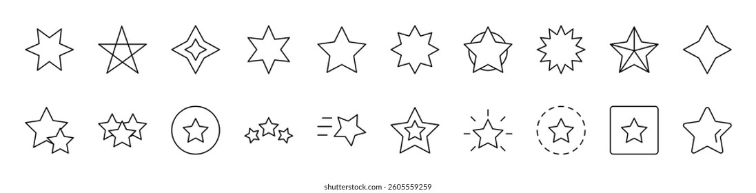 Star Outline Picture Collection. Editable Stroke. Perfect for Infographics, Articles, Books, Flyers, Banners