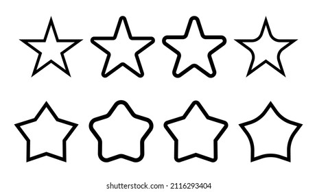 star outline set isolated on white background for festive graphic design decoration