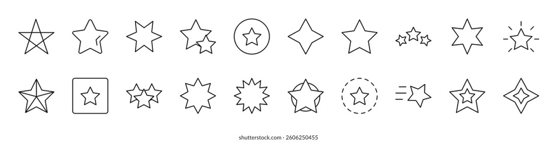 Star Outline Sign Collection. Editable Stroke. Perfect for Infographics, Articles, Books, Flyers, Banners